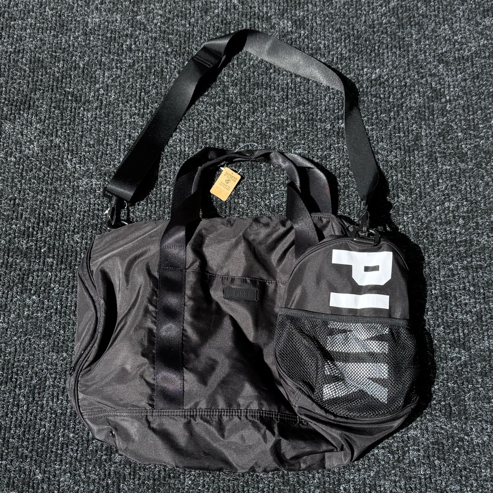VS pink black duffle bag